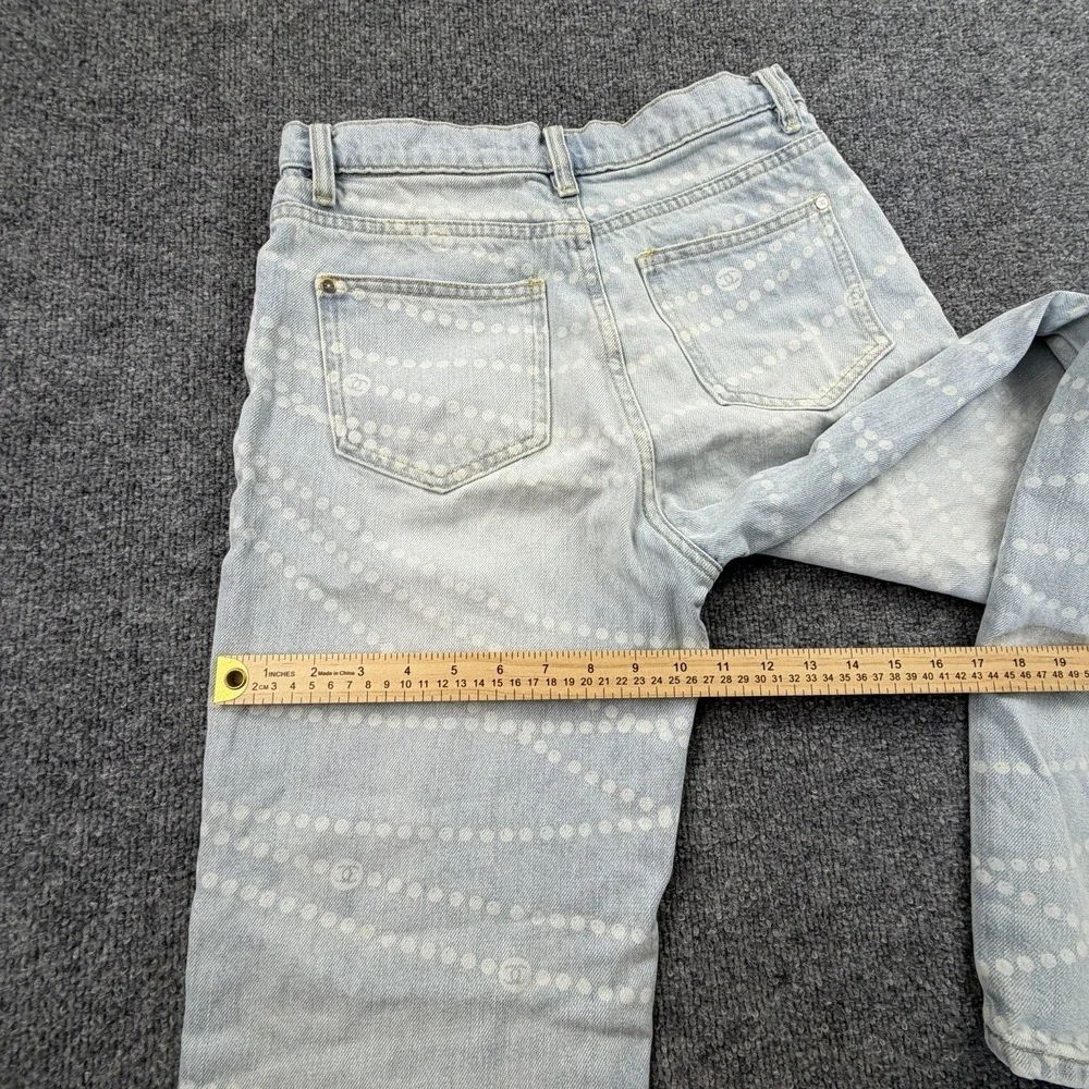 CHANEL CC Logo Monogram Jeans 38 Light Blue Denim Designer Pants - Picture 15 of 16
